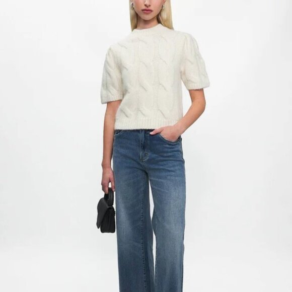 ANINE BING Brittany Cable Stitch Sweater Ivory, M - Picture 5 of 12